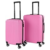 ITACA - Juego Maletas De Viaje rígidas Trolley con Candado de Combinación y 4 Doble Rueda 360° Set Maletas De Viaje Ligeras y Resistentes Maleta, Fucsia