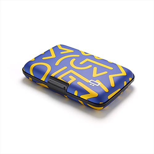 Image of OGON -DESIGNS- Aluminum card holder, RFID protection against fraud and demagnetization, compact wallet, Smart Case STOCKHOLM model (Zig Zag Print, Standard lock)