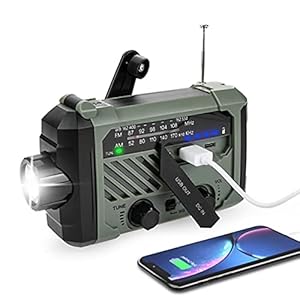 Risegun Noodradio,Weerradio’s Draagbare DAB/FM-radio Zonne-radio AM/FM Hand Crank Dynamo Radio USB Oplaadbaar voor Outdoor Camping Emergency Zaklamp