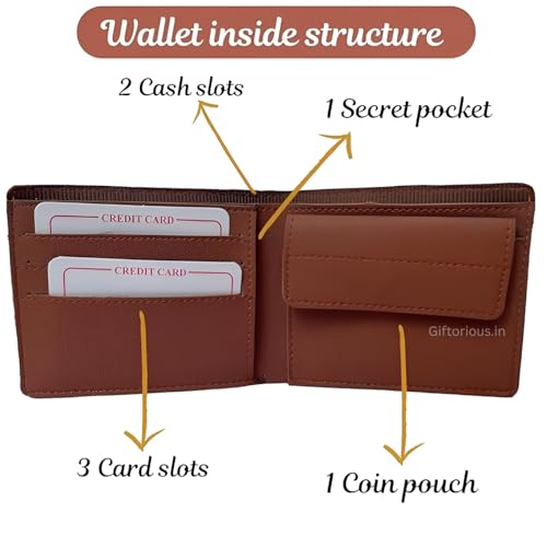 Image of Customised Original Leather Wallet for Men with Name, Personalized Purse (Tan Color) Unique, Gift for Brother, Husband, Boyfriend, Father, New Year, Birthday, Anniversary, Valentine's Day