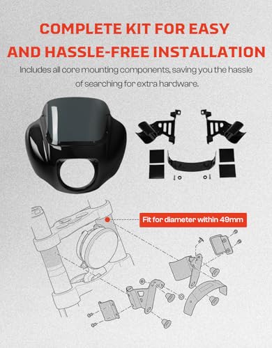 Image of TCMT Motorcycle Headlight Quarter Fairing with Windshield and Bracket Mount Kit Fit for Harley 2020-2024 Softail Standard 2018-2020 Low Rider 2018-2020 Street Bob Vivid Black