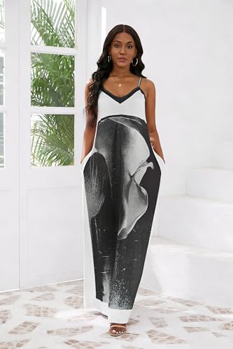 Image of vunahzma Womens Casual Fashion Sleeveless Plus Size Loose Long Sexy Maxi Dress with Pockets