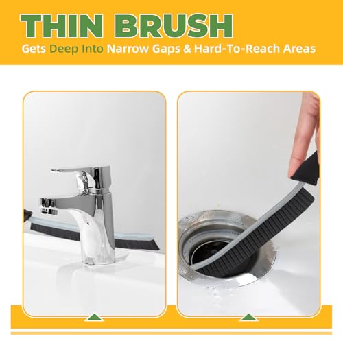 Cleaning Brush, 5 Pcs Hard Bristle Crevice Cleaning Brush, Grout Brush, Scrub Brush for Tile Grout Crevice, Gap Cleaning Tools for Bathroom Kitchen Toilet Window Track (5, Black) - Image 3