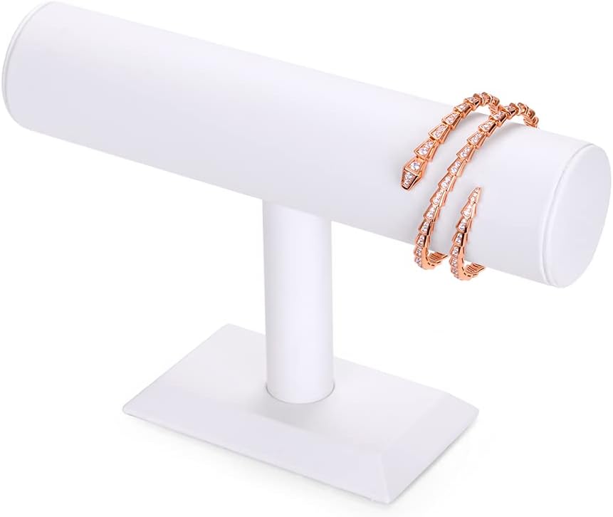 T-bar Jewelry Organizer Display For Watches, Bracelet White PU Jewelry Display Stand