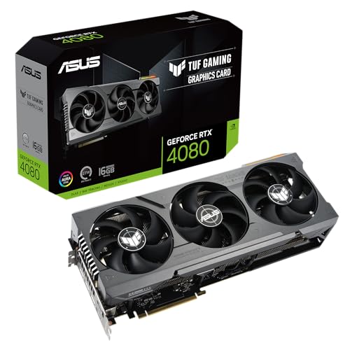 ASUS TUF Gaming GeForce RTX 4080 16GB GDDR6X Gaming Grafikkarte (DLSS 3, PCIe 4.0, 16GB GDDR6X, 2x HDMI 2.1a, 3x DisplayPort 1.4a, TUF-RTX4080-16G-GAMING)
