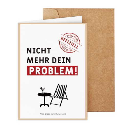 WenmthG Einzigartige Karte zum Ruhestand (Klappkarte inkl. Umschlag) Abschiedskarte Kollegen mit lustigen Motiven Abschiedsgeschenk Mann Frau Kollege Kollegin Freunde