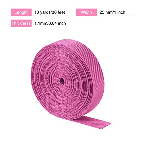 Image of MECCANIXITY Flat Nylon Webbing Strap 1 Inch 10 Yards Light Rose Red for Backpack, Luggage