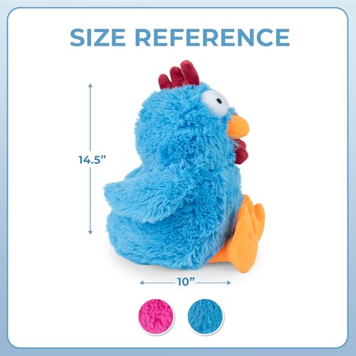 Image of Best Pet Supplies Interactive Squeaky Dog Chew Toy, Ideal Dog Toys for Chewers, Small, Medium & Large Dogs, and Fetch Lovers - Mrs. Cluck (Blue), Large