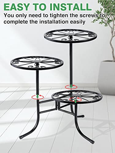 Alphatool 20" H Metal Plant Stand Indoor, 3 Tier Tired Corner Planter Mutiple Flower Pot Display Holder Rack Plant Organizer Shelf For Home Living Room Bedroom Balcony Office #TOP5
