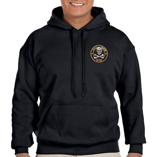 Future of Flight Jolly Rogers VF-84 Double Sided Embroidered Chest Logo Hoodie, X-Large, Black