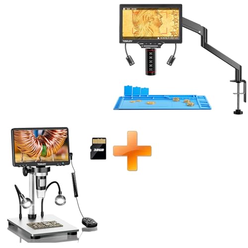 TOMLOV Autofocus Digital Microscope TM3K-AF Flex: 3K Flex Arm HDMI Soldering for Adults+TOMLOV DM9 7" Digital Microscope: 1080P 1200X