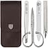 3 Swords Germany - brand quality 3 piece stainless steel INOX manicure pedicure grooming kit set for professional finger & toe nail care scissors file tweezers genuine leather case in gift box 03874