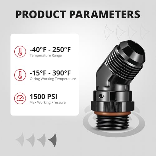 EVIL ENERGY 12AN Flare to 12AN ORB Male Swivel Adapter Fitting 45 Degree Black 1PC by EVIL ENERGY - Image 4