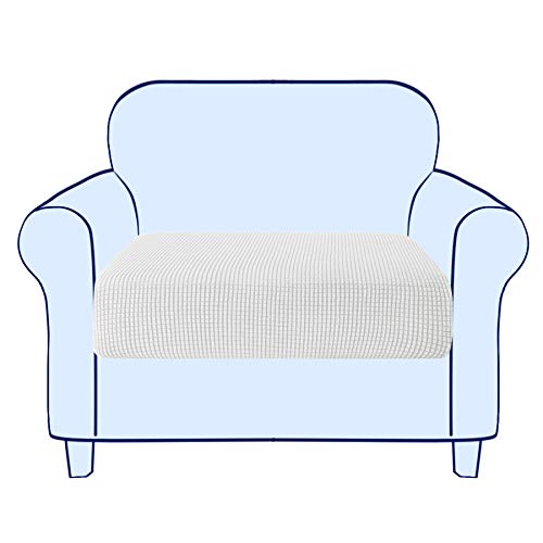 subrtex Funda para Asientos de Sofá Elástica Protector de Cojin de Asiento Separados para Sillón Anti Arañazos (1 Plaza, Blanco)