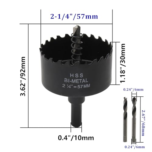Image of 2-1 /4 inch Dia Hole Saw Bi-Metal Hole Cutter for Thin Metal Wood and Plastic Cutting