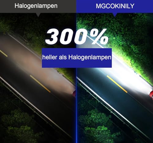 MGCOKINILY Halogen Auto Lampen H7, 300% Helligkeit als Halogenlampen 11000LM 6000K Kaltes Weiß,1:1 Mini-Größe, 2 Stüc (H7, 6000K)
