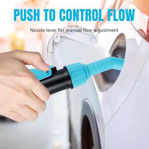 Elektrische Umfüllpumpe Akku, 2.4 GPM (9 L/min) Kraftstoffpumpe für Benzin & Diesel, Tragbare Siphonpumpe mit Schlauch & Durchflussregelung, Batteriebetriebene Flüssigkeitstransferpumpe für Kanister