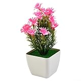 Lebensechte künstliche Kirschblütenpflanze im Topf, zur Verschönerung der Dekoration im Garten, Haus, Büro und Veranstaltungsräumen (Rosa)