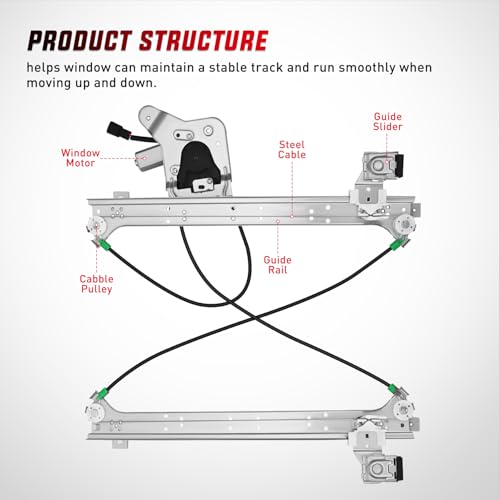 Image of Nilight 741-578 Window Regulator and Motor Rear Driver Side,Compatible with Cadillac Escalade /Chevy Avalanche /Silverado /GMC Sierra Yukon 1500 2500 3500 2000 2001 2002 2003 2004 2005 2006 2007
