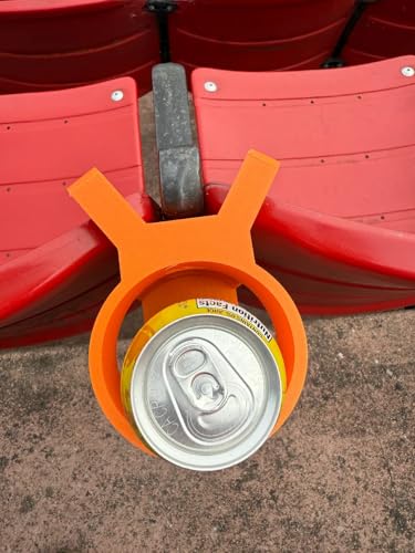 Stadium Seat Cup Holder - Universal Can & Pint Drink Holder for Soccer Games & Events | Fits 16oz & 20oz Cups | Secure Hang-On Design for Bleacher Seats (Black)
