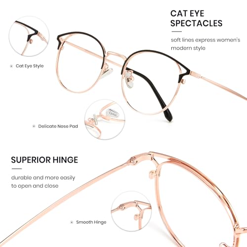 Image of Cyxus Blue Light Blocking Glasses - Lightweight Round Metal Frame Computer Eyewear, Anti Eye Strain Glasses for Men Women