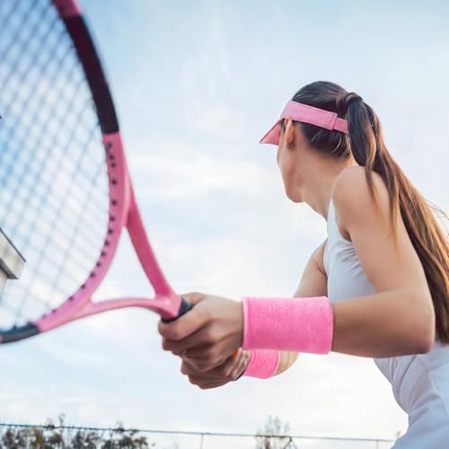 Image of WILLBOND 2 Pcs 6 Inch Wrist Sweatbands for Men and Women, Moisture Athletic Cotton Sweatband for Tennis, Basketball, Running