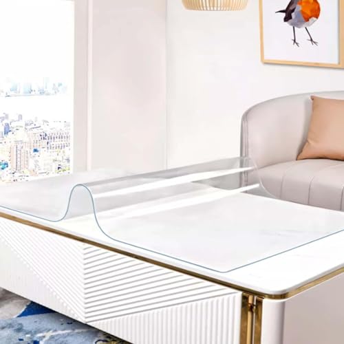 Nappe PVC transparent 1.5mm protège-table rectangulaire imperméable 50x260