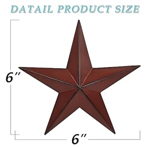 6"(6pieces Red Black Barn Star Texas Stars Art-Metal Stars for Outside Rustic Vintage Western Wall Decor Country Home Farmhouse Wall Decorations 66pieces Red Black Barn Star Texas Stars Art Metal Stars for Outside Rustic Vintage Western Wall Decor Country Home Farmhouse Wall Decorations