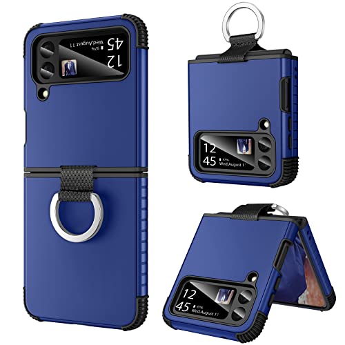 Bentoben Samsung Galaxy Z Flip 3 Case, Z Flip 3 5G Case, Heavy Duty 2 In 1 Full Body Rugged Shockproof Protection Cover With Ring Girls Women Boy Men Covers For Galaxy Z Flip 3 6.7”, Blue #TOP5