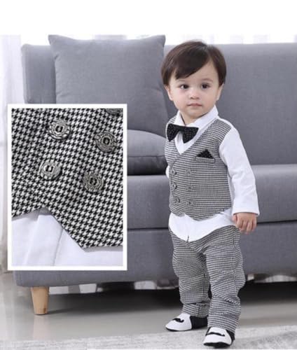Image of Cotton Blend Classic 3-Piece Formal Suit Set for Baby Boy | Regular Fit & Stylish with Shirt, Pant & Jacket | Toddler Full Sleeve Outfit | Comfortable & Ideal for Summers, Outings & Events