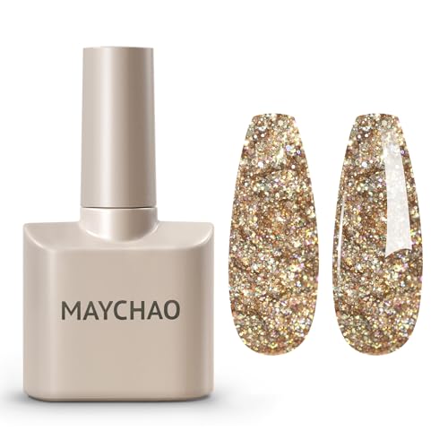 MAYCHAO 15ML Champagne Glitter Gel Nail Polish 1Pc Champagne Gel