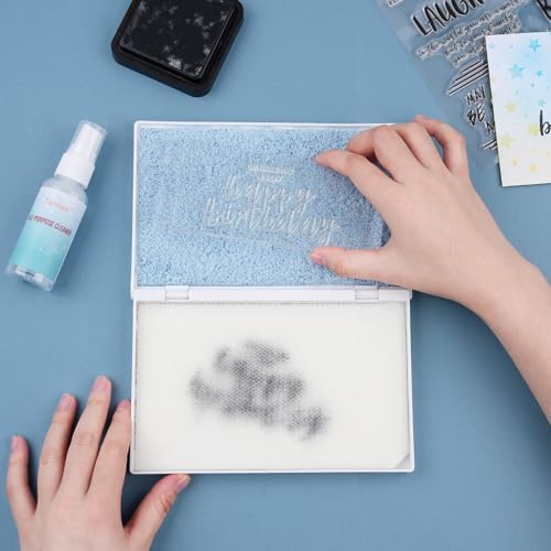 Stamp Scrubber for Stamps,Dual-Sided Stamp Cleaning Pad with Synthetic Bristles,Stamping Tool Cleaning Cling & Foam & Large Clear & Rubber Stamps 7.3x4.9inch by BAOFALI - Image 4