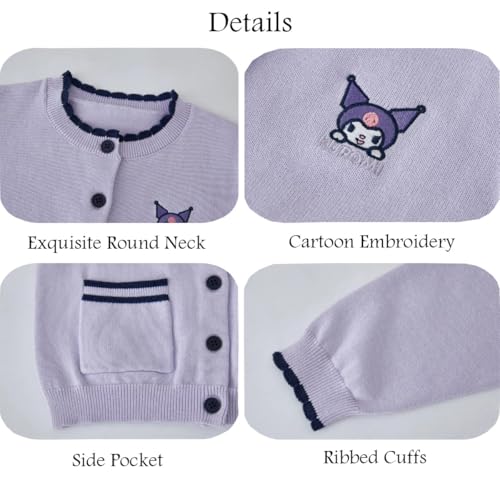 Cartoon Girls Crewneck Cardigan Sweaters Long Sleeve Open Front Knit Cardigans Button Knitted School Uniform Sweater3