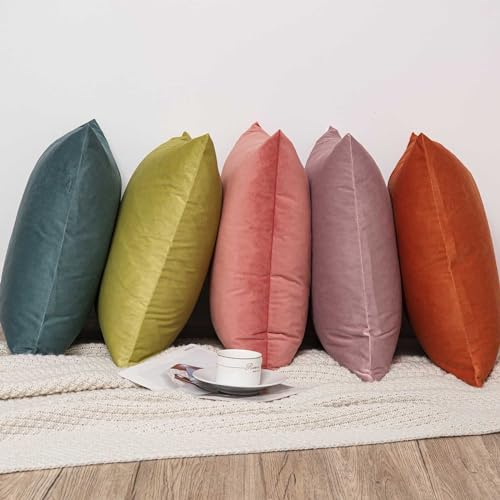 Image of JUSPURBET 14x24 Throw Pillow Covers Set of 2 Decorative Pillow Covers for Couch Sofa Bed Cozy Velvet Lumbar Cushion Covers Cases with Invisible Zipper for Living Room Home Decor,Coral