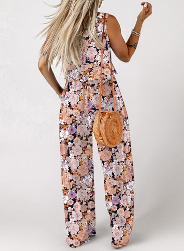Image of Dokotoo Pants Sets Women 2 Piece Outfits Sleeveless Round Neck Tank Tops Matching Sets for Women Elastic Waist Wide Leg
