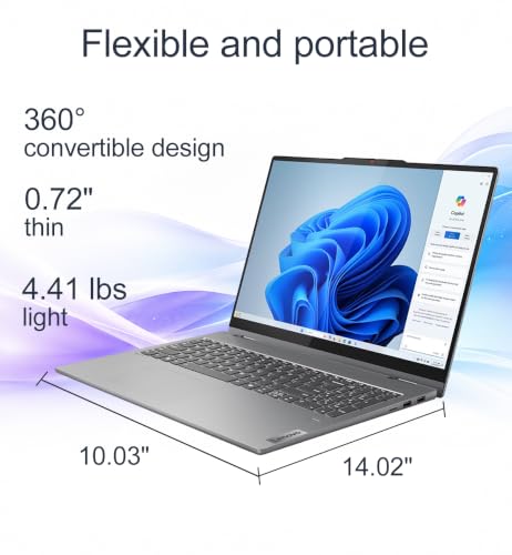 Image of Lenovo IdeaPad Flex 5i 2-in-1 Laptop (16 inch FHD+ Touchscreen, Intel 10-Core i5 120U(> i7-1355U), 16GB DDR5, 512GB SSD), Business, Home, Students, 1080p Webcam, Backlit, IPS, HUB, Wi-Fi 6, Win 11 Home