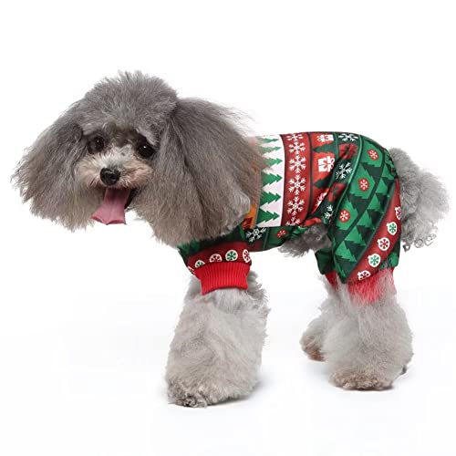 Classic Green Christmas Snow Sweater For Small Dogs Cats Winter Warm Sweater School Style Shirt Outfits Clothes Xs #TOP3