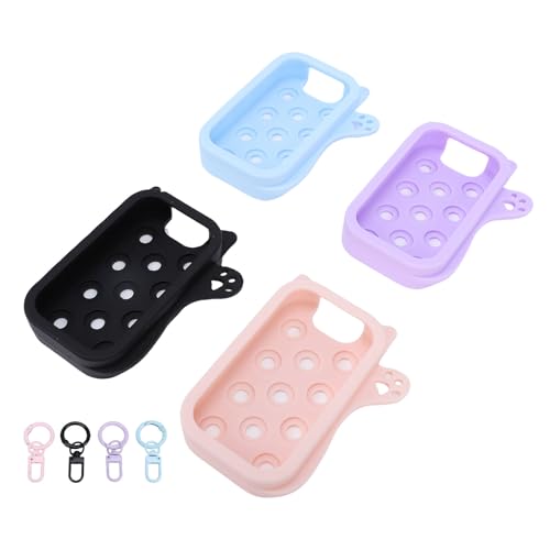 Hiraith Touch Land Funda de Silicona Desinfectante de Manos de 30 Ml, Cubierta Protectora con Diseño de Orejas Lindas con Llavero Desmontable para Botellas de Niebla de Manos (p (4 piezas)