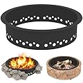 Outdoor Smokeless Fire Pit Ring Liner, 35-inch OD/31-inch ID, Breathable and Fully Burnable, Metal Steel Round Fire Pit Ring Liner for Outdoor DIY Party Bonfire Ring, Black Fire Pit Ring Liner