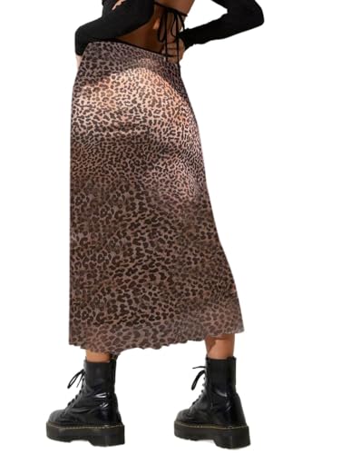 SOFIA'S CHOICE Midi Skirts for Women Elastic High Waisted A Line Flowy Floral Skirt2