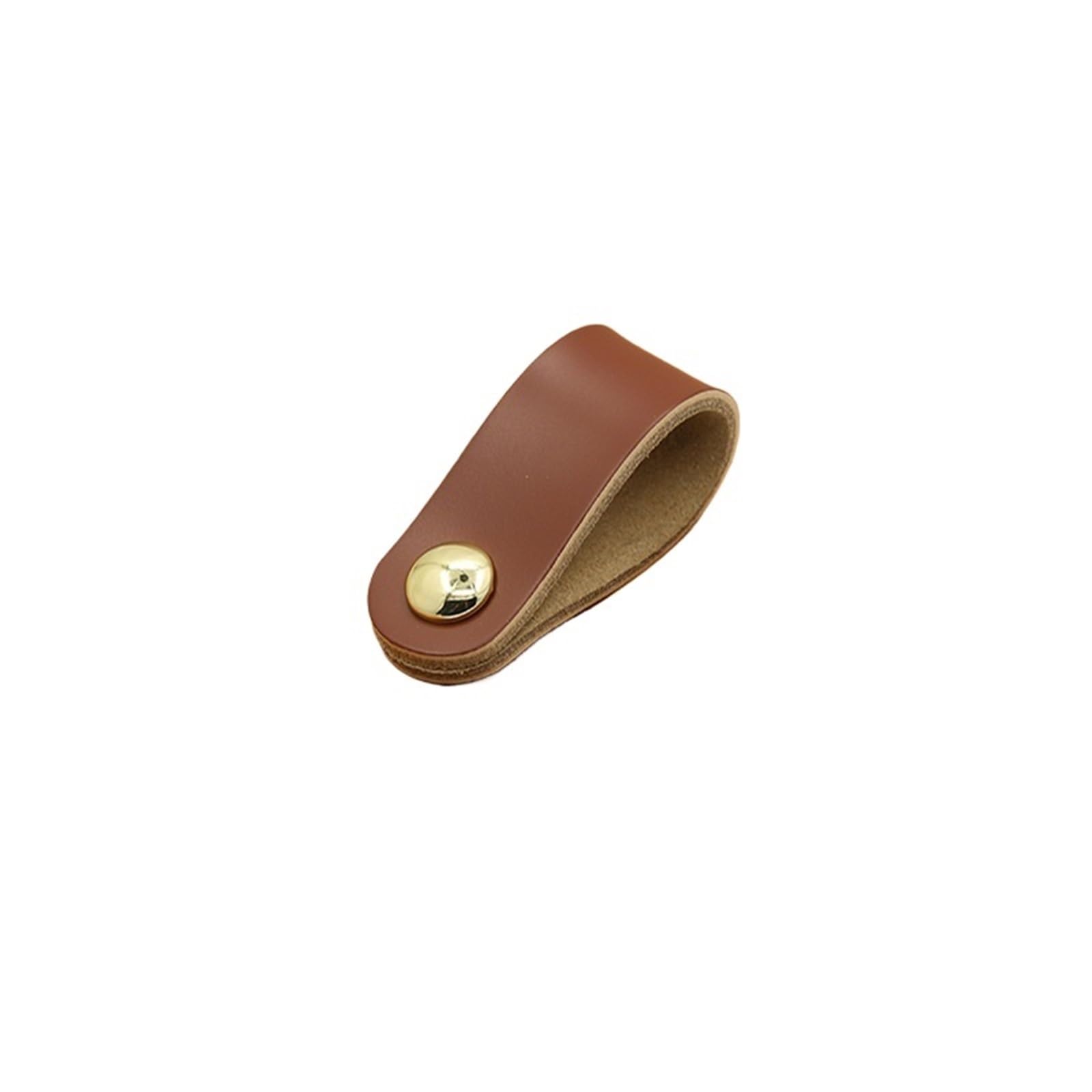 CQAHDSEVF Leather Drawer Pulls, Leather Drawer Pull Handles Multicolor 96/128mm for Cabinet Wardrobe(Brown-Gold)
