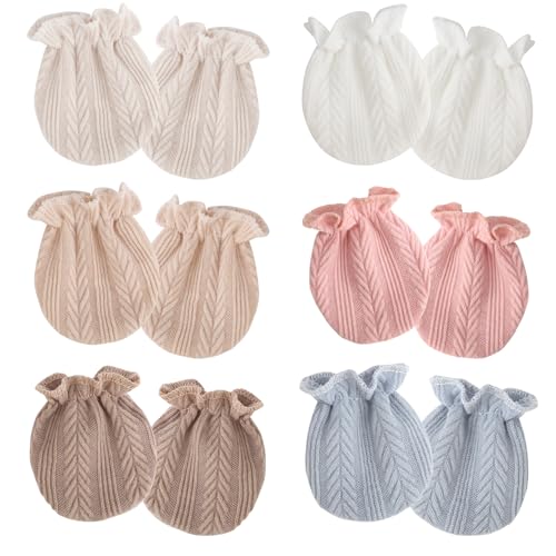 Image of AQOKKA Newborn Baby Mittens No Scratch Cotton Elastic Wrist Gloves Infant Toddler Mittens for Baby Boy Girl 0-6 Months