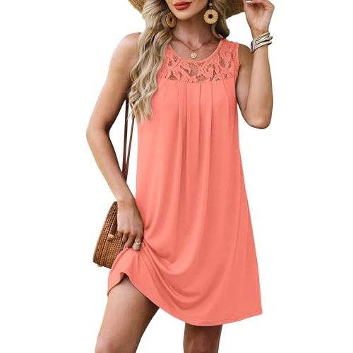 BKRIVE Womens Summer Dresses Sleeveless 2026 Beach Vacation Sundress Spring Mini Dress Cor...