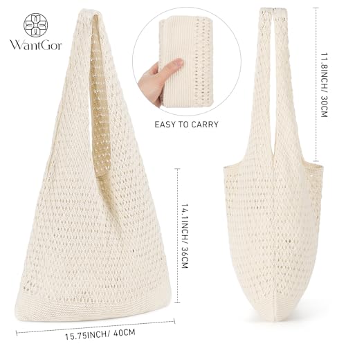 WantGor Crochet Bags, Beach Mesh Tote Bag Womens Shoulder Shopping Handbag by WantGor - Used condition - Image 2