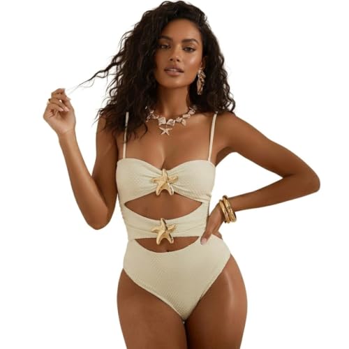 Monokini à découpes étoiles de mer maillot de bain une pièce texturé