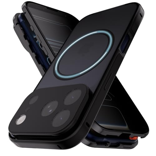 Coque Privacy iPhone 17 Pro Métal Magnétique Verre Trempé 360 Intégral Noir