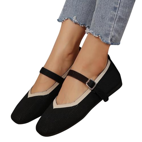 Women's Flat Shoes Flying Weave Round Toe Shallow Mouth Retro Colorblocking One Foot Stirrup Casual Work Single Shoes3