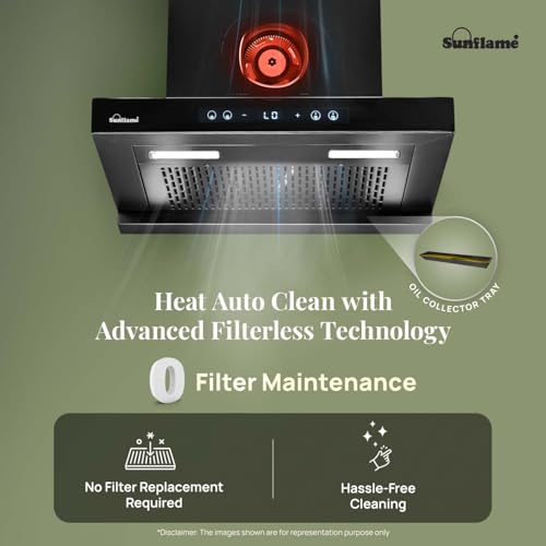 Image of Sunflame 60 cm BLDC Chimney with 1400 m /h suction | Low Noise Operation with Heat Auto Clean | 12 Year Motor Coverage | SF-AS60