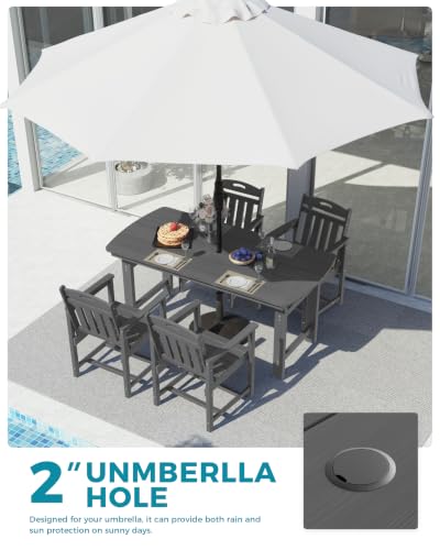 Image of Ciokea HDPE Outdoor Dining Set of 4, Patio Table and Chairs Sets, Grey