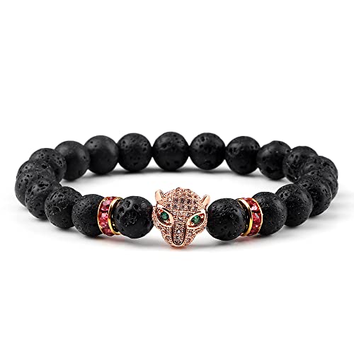 Bracelet yoga balance en perles de lave noire pour homme et couple